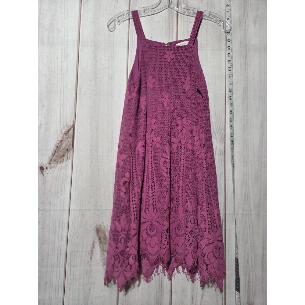 Francesca's Dress Womens Small Purple Floral Lace Crochet Sleeveless Boho Chic‎